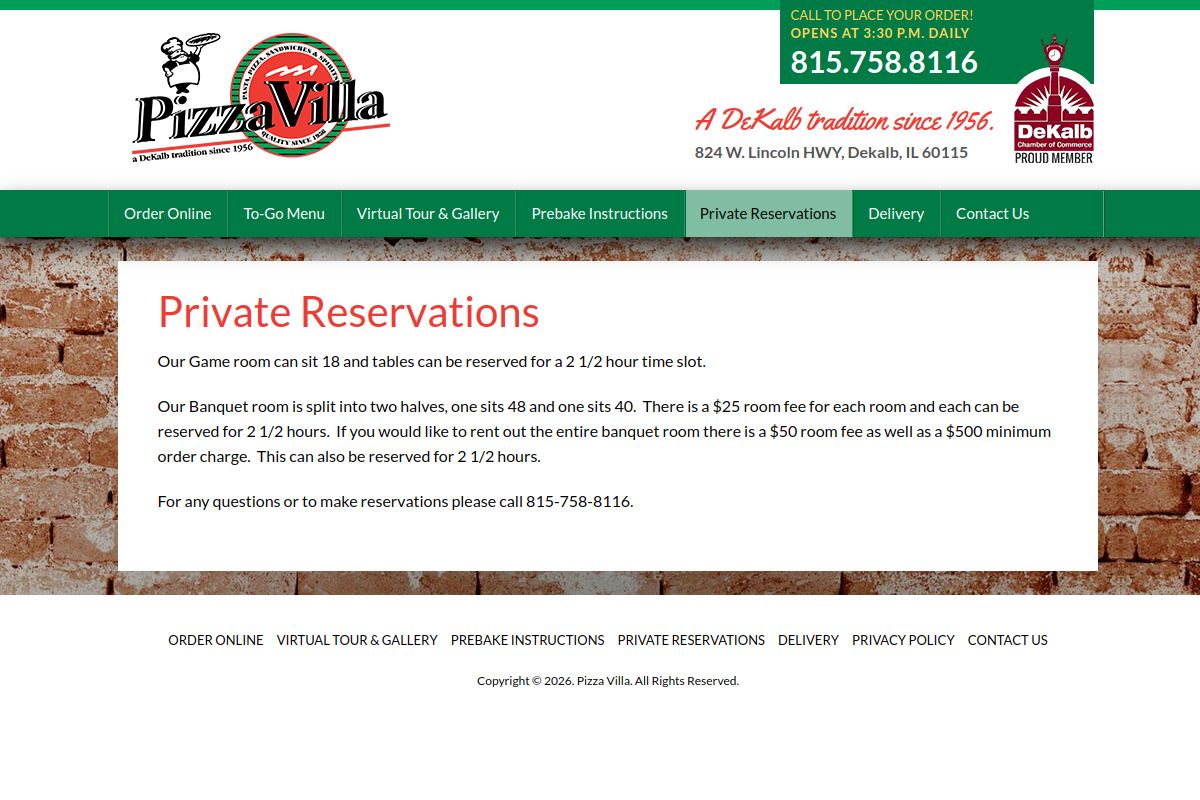 Pizza Villa — Restaurant Ordering Site screenshot