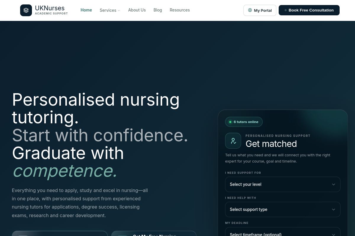 UK Nurses — Academic Support Platform screenshot
