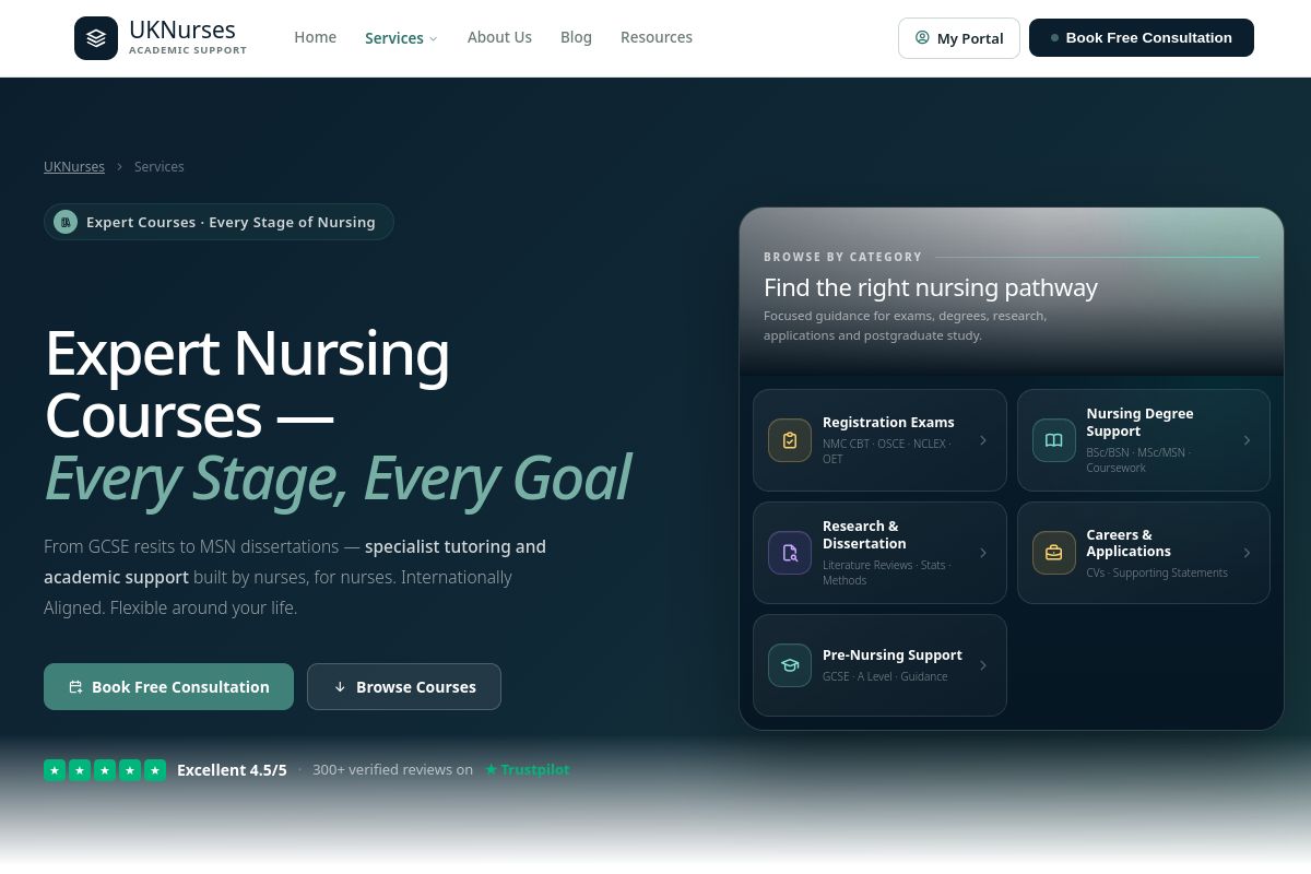 UK Nurses — Academic Support Platform screenshot